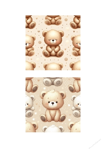 Cute Teddy Bear Backgrounds Set – Baby Neutral Seamless Patterns for Paper Crafts (2 Designs)