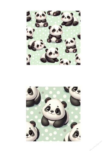 Cute Panda Seamless Backgrounds – Baby Panda Pattern – Pastel Green Polka Dot Digital Paper