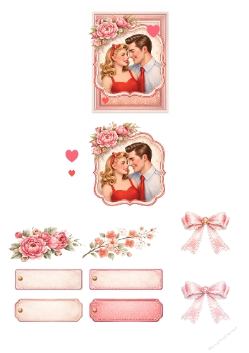 Vintage Romantic Couple Card Kit – Valentine Love Printable Card