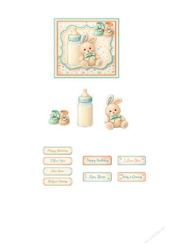 Baby Bunny Newborn Card Kit – Cute Baby Shower Printable Card