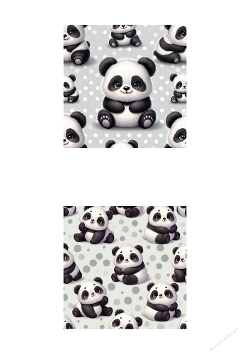 Cute Baby Panda Seamless Pattern – Grey Polka Dot Nursery Digital Paper