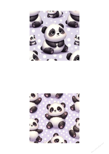 Cute Baby Panda Seamless Pattern on Pastel Purple Polka Dot Background