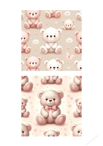 Cute Teddy Bear Seamless Background Kit – Baby Pink Nursery Digital Papers
