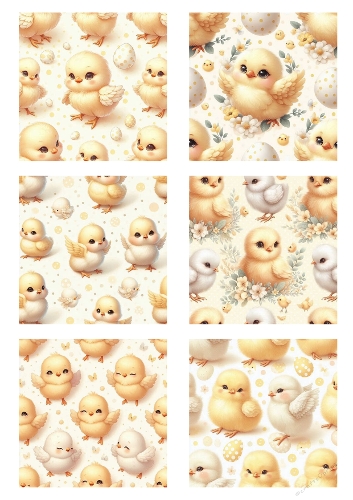 Cute Baby Chick Seamless Background Kit – Easter Pastel Digital paper of 6 