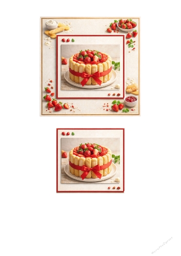Strawberry Charlotte Cake Card Topper Kit – Elegant Dessert Birthday Design