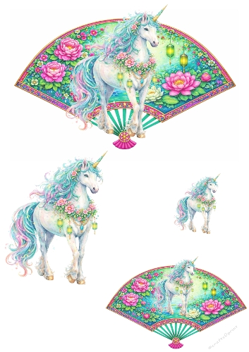 Magical Unicorn Card Topper Kit – Floral Fantasy Fan Design