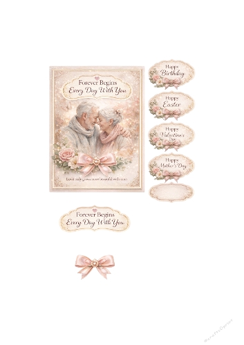 Forever Begins Every Day With You – Romantic Anniversary Card Topper Kit