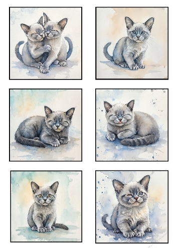 Watercolor cute kitten toppers
