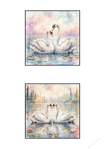 Romantic Watercolor Swans Card Kit – Love on the Lake