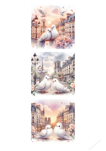 Romantic Paris Doves – Watercolor Love Card Kit (3 Designs)