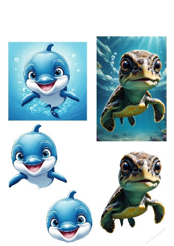 Cute Dolphin & Sea Turtle 3D Card Kit – Ocean Friends Decoupage Set