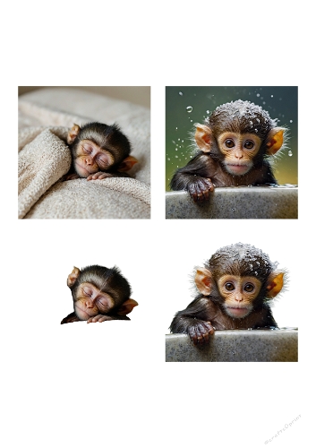 Adorable Baby Monkey 3D Card Kit – Cute Jungle Animal Decoupage Set