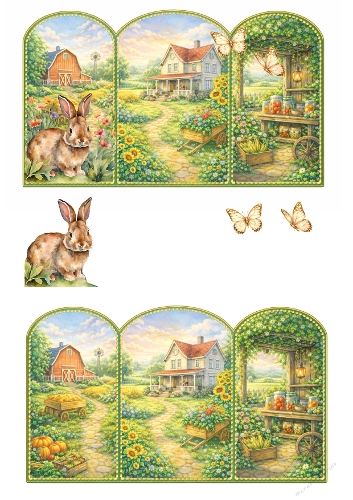 Country Garden Bunny 3D Card Kit – Rustic Farm Decoupage (2 Layout Options)