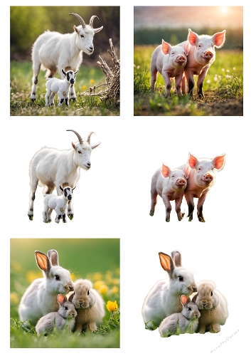 Farm Baby Animals 3D Card Kit – Goat, Piglets & Bunnies Decoupage Set