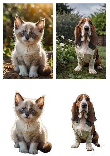 Cute Kitten & Basset Hound 3D Card Kit – Realistic Pet Decoupage Set