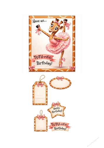 Tutu-riffic Giraffe 3D Birthday Card Kit – Cute Ballerina Decoupage