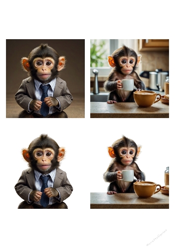 Cute Baby Monkey Business & Coffee Clipart Set