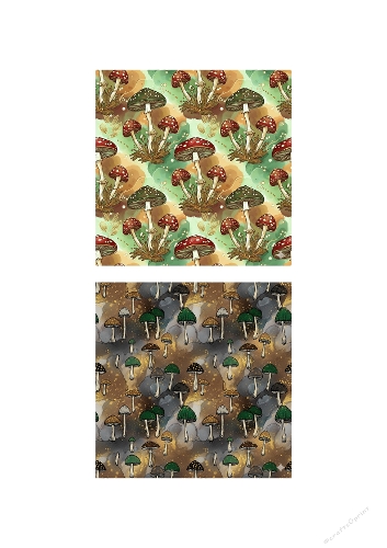 Whimsical Forest Mushroom Seamless Pattern Set