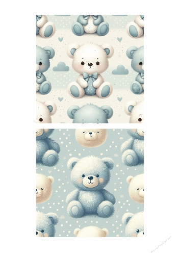 Blue Teddy Bear Nursery Digital Paper Set – Baby Boy Seamless Patterns