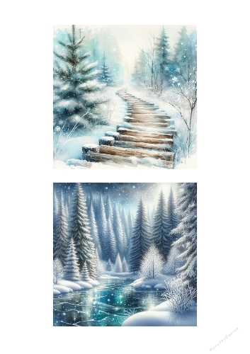Winter Wonderland Forest Digital Paper Set – Snowy Landscape Backgrounds