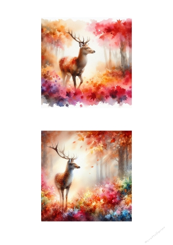 Majestic Autumn Deer Watercolor Forest Backgrounds – Enchanted Fall Woodland Art Set