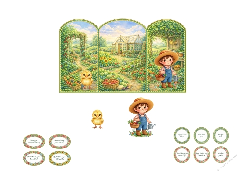 Garden Farm Triptych 3D Card Kit – Cute Country Printable Easel Card ...