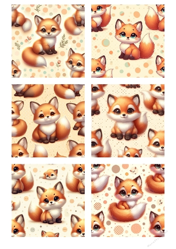Cute Baby Fox Seamless Pattern Bundle – Kawaii Woodland Repeat Background