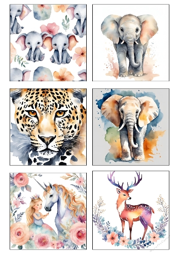 Watercolor Animal Clipart Bundle – Elephant, Leopard, Unicorn & Floral Deer Set