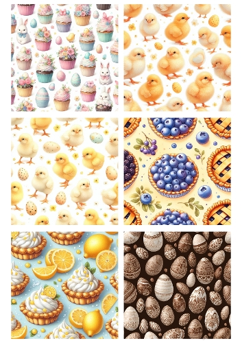 Kit of 6 Watercolor Seamless Patterns – Easter & Spring Digital Paper Collection