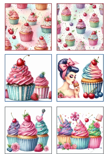 Watercolor Cupcake Clipart Bundle – Pastel Cherry Cupcakes and Sweet ...