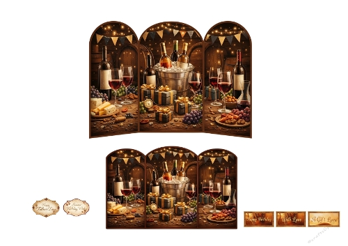 Luxury Wine Celebration 3D Printable Card Kit – Birthday, Fathers Day & Gift Card Template
