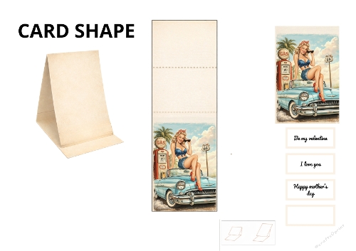 Vintage Pin-Up Easel Card Kit – Retro Route 66 Printable