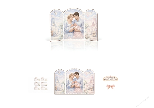 Newborn Twins Trifold 3D Card Kit – Baby Boy & Girl Christening Printable