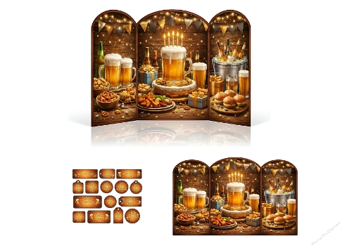 Beer Lover Birthday Trifold 3D Card Kit – Fun Pub Party Printable