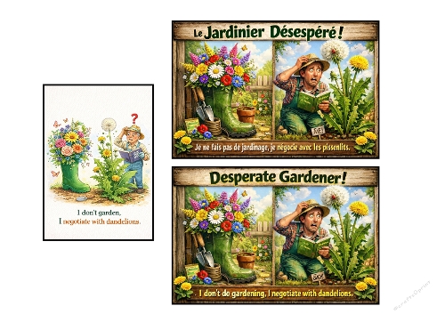 Desperate Gardener – Funny Gardening Card Kit (French & English)