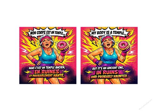 My Body Is a Temple – Funny Fitness Donut Comic Card (In Ruins & Probably Haunted)