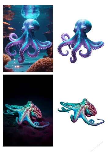 Cute Underwater Octopus 3D Card Kit – Fantasy Ocean Printable Set