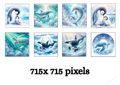 Polar Ocean Baby Animals Watercolor Clipart Set – 8 Arctic Sea Art 715x715 PNG