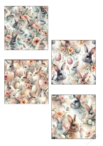 Kit Beautiful background watercolor rabbit and flower 