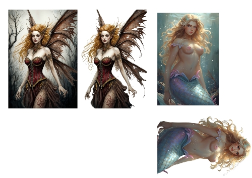 Fantasy Fairy & Mermaid 3D Card Set – Dark Gothic Fairy and Ocean Siren Printable