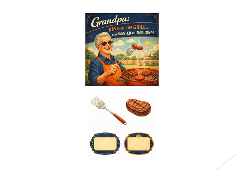 King of the Grill and Master of Dad Jokes – Funny Retro Grandpa BBQ Illustration