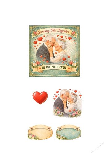 Growing Old Together Clipart Bundle – Romantic Senior Wedding PNG
