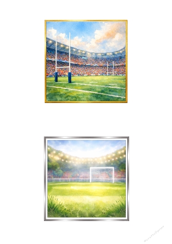 Sports Card Background Kit – Rugby Stadium & Soccer Field – 2 Illustrated Stadium Backdrops