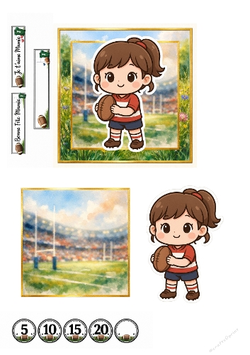 3D Rugby Girl Card Design – Cute Stadium Sports Kit
