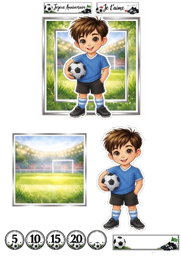 3D Soccer Boy Card Kit – Cute Football Stadium Printable Design