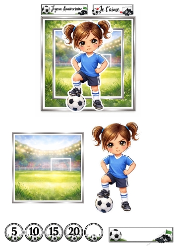 3D Soccer Girl Card Kit – Cute Football Stadium Printable Design