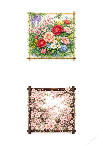 Set of 2 Floral Frame Backgrounds – Bamboo & Wooden Blossom Designs