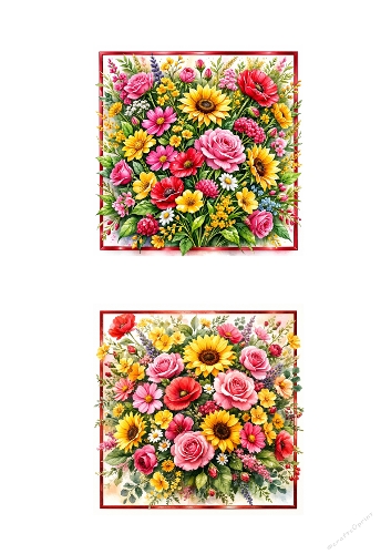 Set of 2 Vibrant Floral Square Backgrounds – Sunflower & Rose Frames