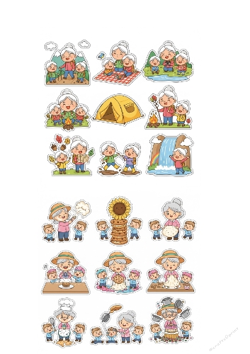 Grandma & Kids Adventure and Baking Clipart Set – Cute Intergenerational Activities