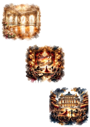 Luxury Opera & Ballet Background Set – 3 Elegant Theater & Ballroom Backdrops